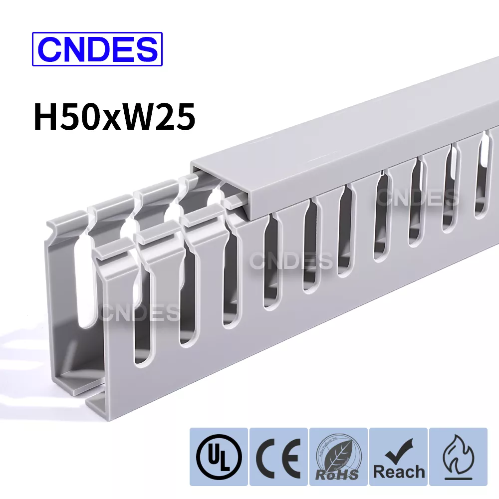 Duto de gabinete elétrico de PVC com fenda de 50 × 25 mm