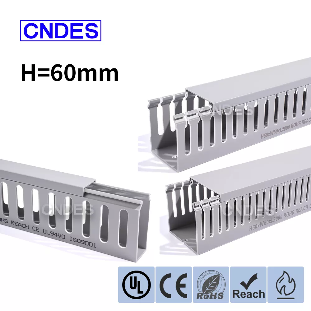 Duto de fiação de PVC com fenda cinza de 60 mm de altura