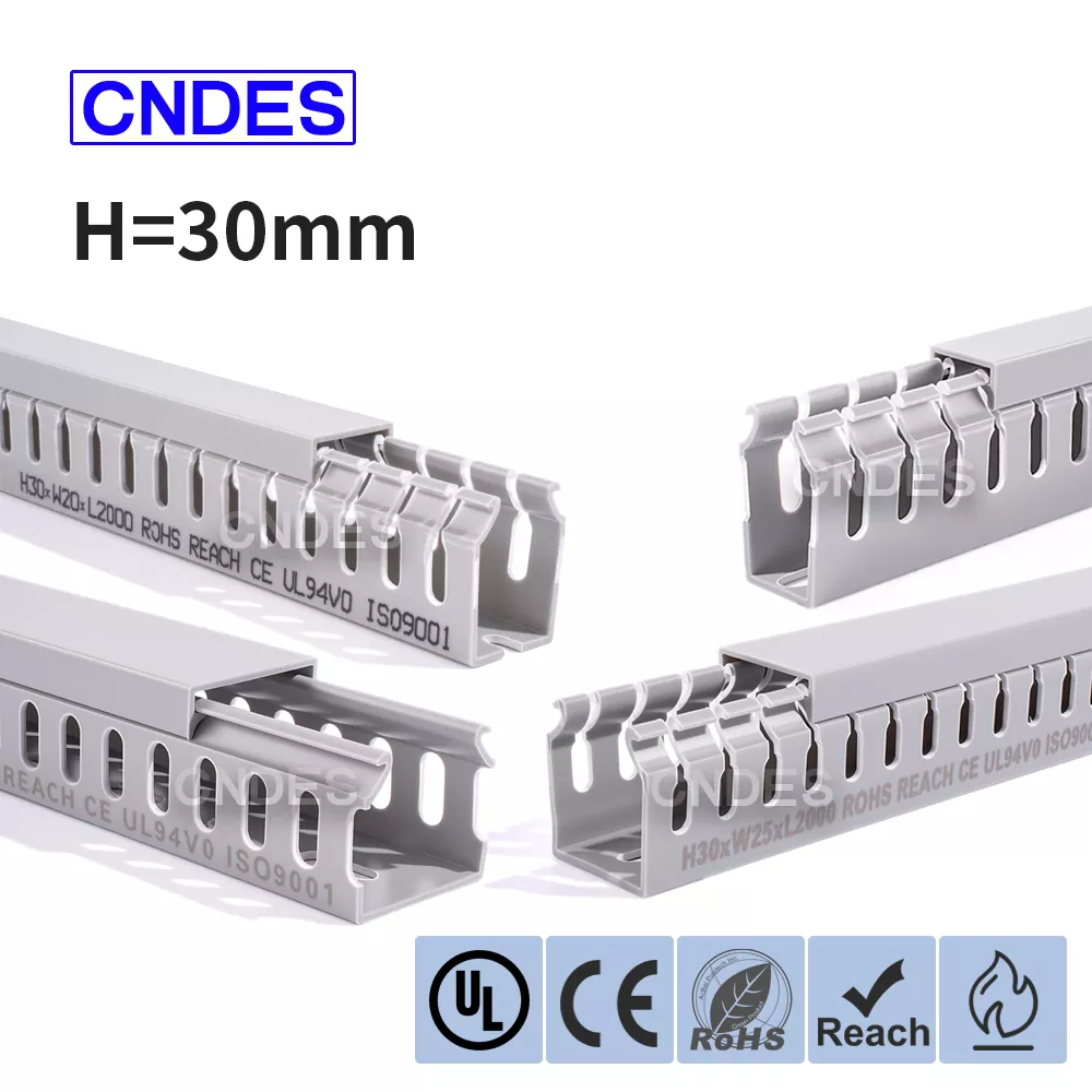 Duto de gerenciamento de cabos de PVC com fenda de 30 mm de altura